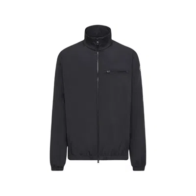 Moncler Danby High Collar Jacket Zipped Pocket In Blue