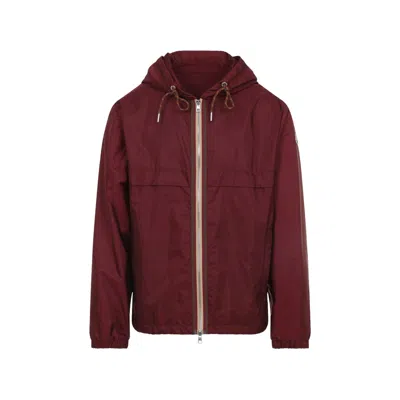 Moncler Hooded Jacket With Adjustable Hood For Men In Burgundy
