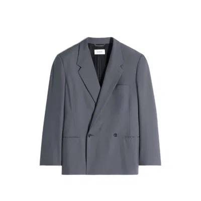 Lemaire Double-breasted Tailored Blazer In Gray