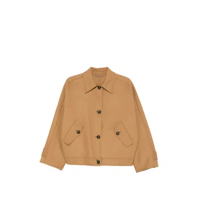 Closed Flap-pocket Buttoned Jacket In Neutral