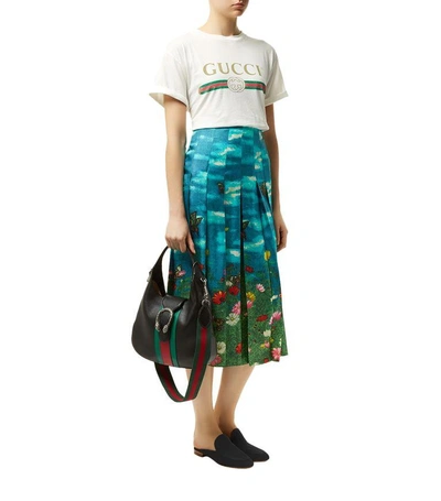 Shop Gucci Garden Print Pleated Skirt