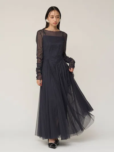 Snidel Tulle Volume Dress In Blue