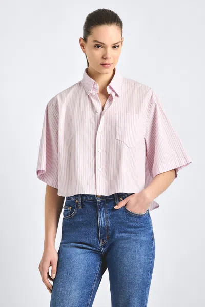 Derek Lam 10 Crosby Ember Cropped Button-up Shirt In Pink