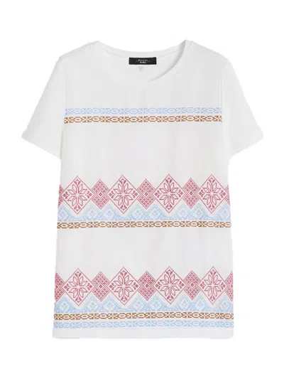 Weekend Max Mara Embroidered Linen And Stretch Cotton Jersey T-shirt In White