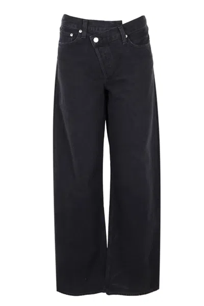 Agolde Arc Criss Cross Asymmetric Straight-leg Jeans In Black
