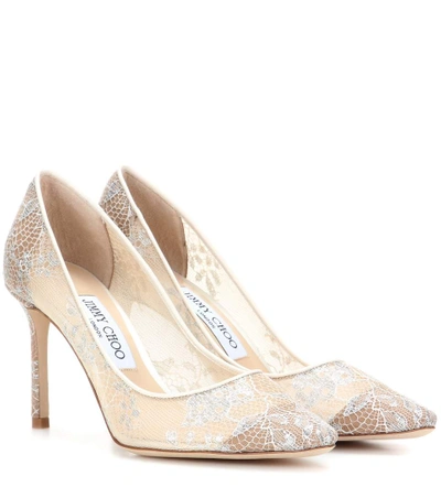 Jimmy Choo Romy 85 Lace Courts In White