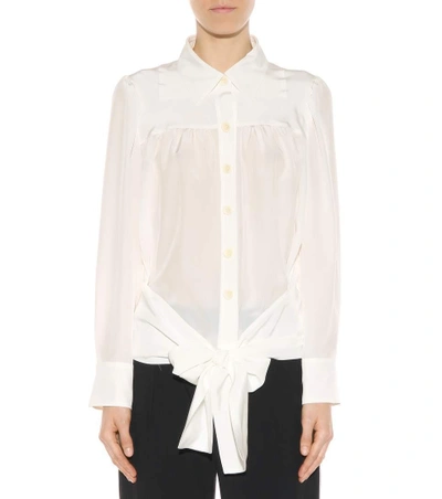 Shop Chloé Cropped Silk Top In White