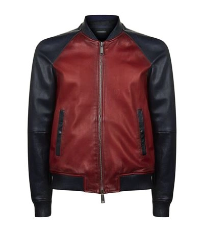 Shop Dsquared2 Colour Blocked Leather Bomber Jacket