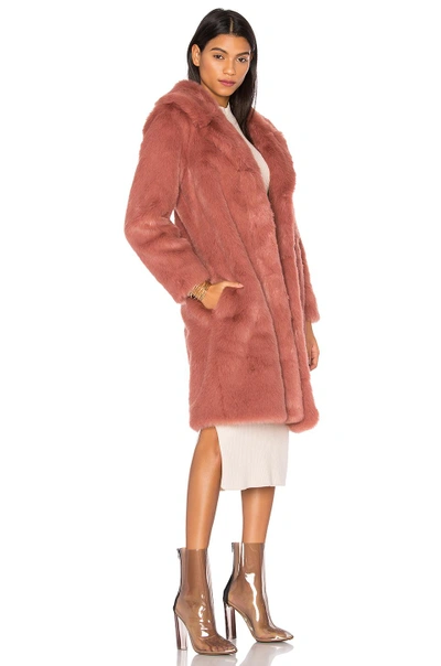Shop Lpa Faux Fur Coat 111 In Deep Mauve