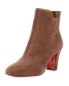 CHRISTIAN LOUBOUTIN TIAGADABOOT SUEDE 70MM RED SOLE BOOTIE, CHATAIN BROWN