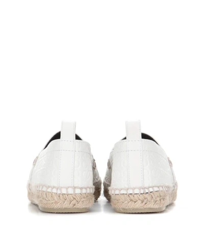 Shop Loewe Embossed Leather Espadrilles In White