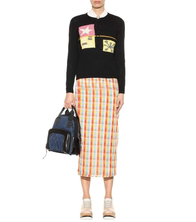 Shop Miu Miu Plaid Cotton Skirt In Multicoloured