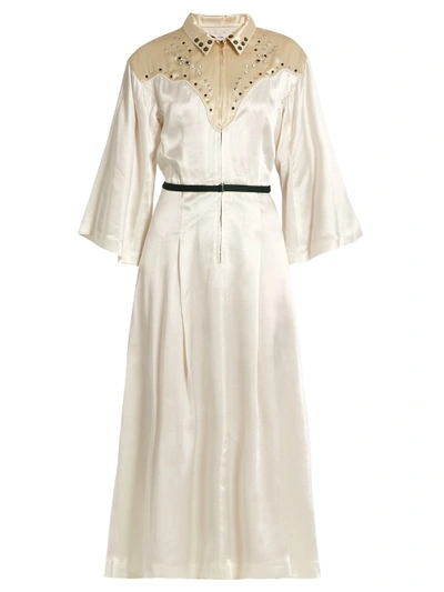 Toga Embellished Satin Dress In Ivory | ModeSens