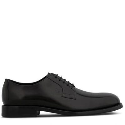 Shop Tod's Leather Derby Shoes In Black
