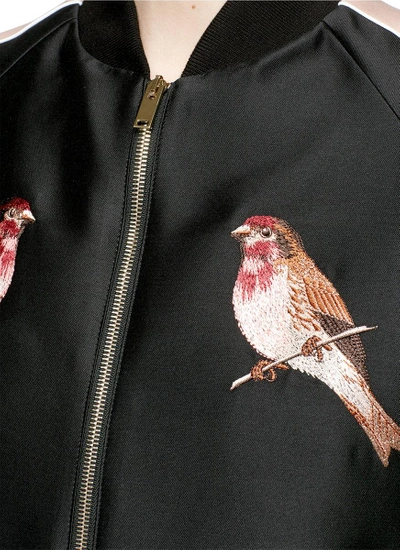 Shop Stella Mccartney Bird Embroidered Duchesse Satin Bomber Jacket