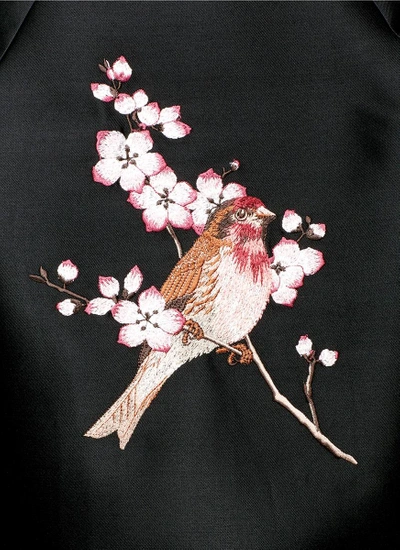 Shop Stella Mccartney Bird Embroidered Duchesse Satin Bomber Jacket