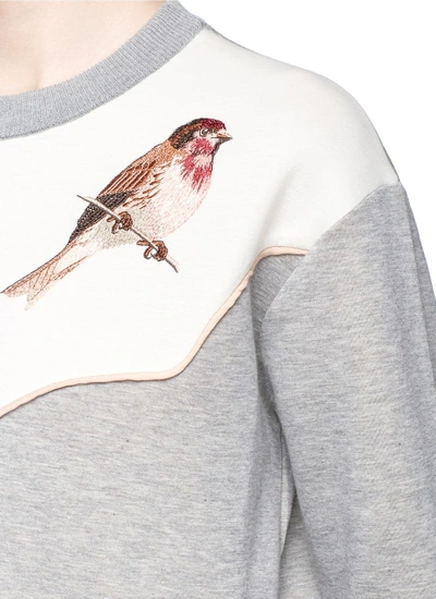 Shop Stella Mccartney Bird Embroidered Colourblock Sweatshirt