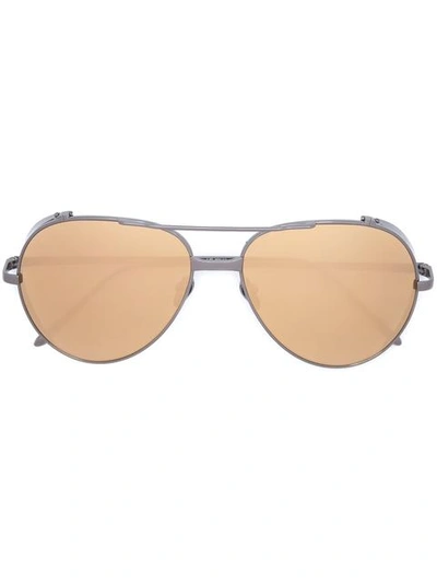 Linda Farrow Aviator Sunglasses In Silver ,metallic