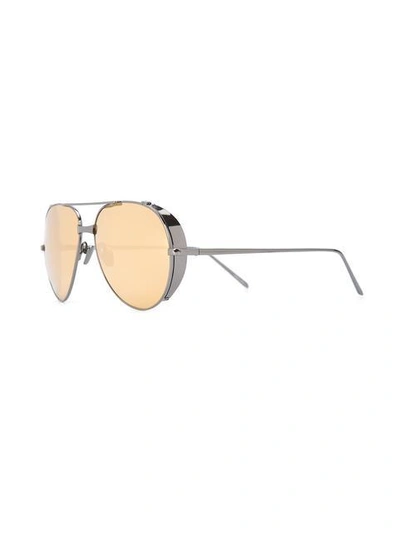 Shop Linda Farrow Aviator Sunglasses In Silver ,metallic