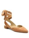 Stuart Weitzman Supersonic Suede Lace-up Flats In Naked