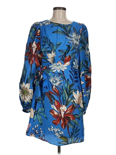 Farm Rio Surreal Flowers Blue Wrap Mini Dress Blue Surreal Flowers