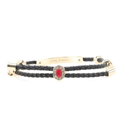 Shop Alexander Mcqueen Friendship Skull Leather Bracelet