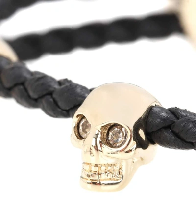 Shop Alexander Mcqueen Friendship Skull Leather Bracelet