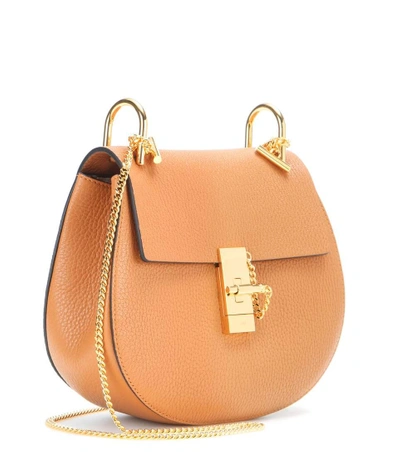 Shop Chloé Drew Small Leather Shoulder Bag In Brown