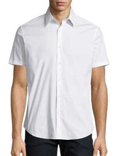 Shop Theory Sylvain S. Wealth Slim-fit Short Sleeve Shirt In White