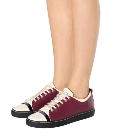 Shop Lanvin Low-top Leather Sneakers In Lurguedy