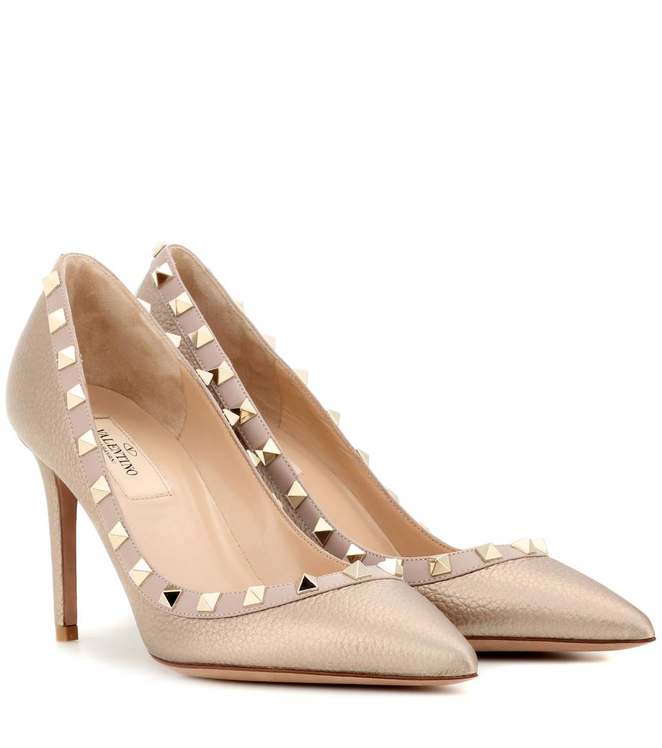 Valentino Garavani Rockstud 100 Bronze Leather Pumps In Metallic | ModeSens