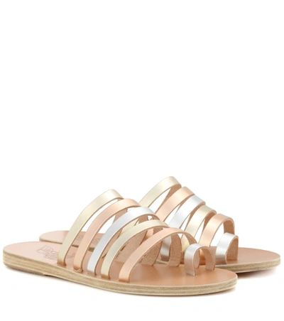 Shop Ancient Greek Sandals Niki Metallic Leather Sandals In Piek Metal