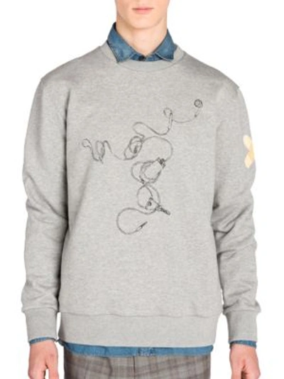 Shop Lanvin Headphone Knitted Sweatshirt In Grey