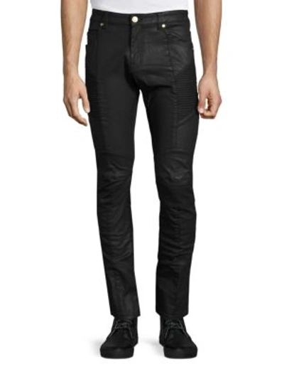 Shop Pierre Balmain Slim-fit Moto Jeans In Black
