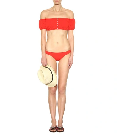 Shop Lisa Marie Fernandez Leandra Seersucker Button Down Bikini
