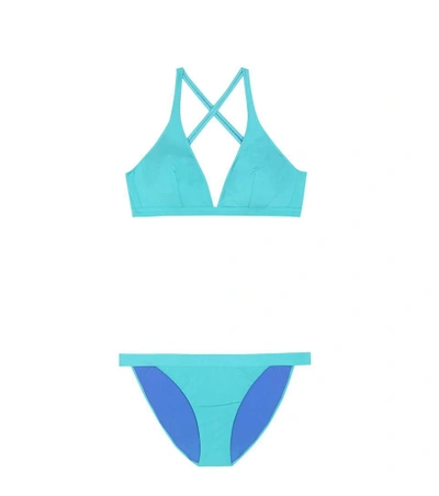 Shop Bower Swimwear Falaise Bikini In Turquoise