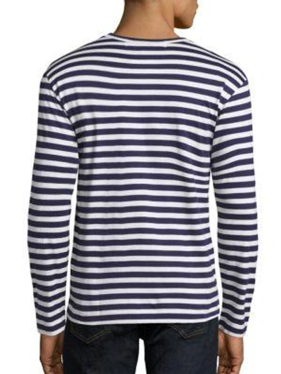 Shop Comme Des Garçons Play Long Sleeve Striped T-shirt In Navy White