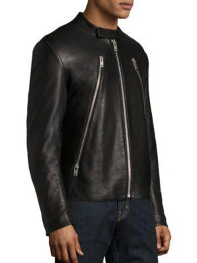 Shop Maison Margiela Five Zip Leather Jacket In Black