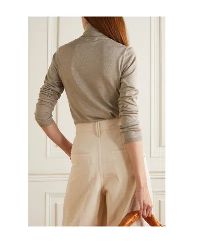 Brunello Cucinelli Metallic Turtleneck Pullover In Brown