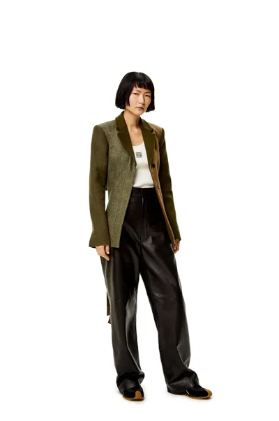Loewe Slashed Jacket In Wool In Green