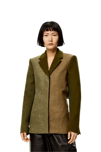 Loewe Slashed Jacket In Wool In Green