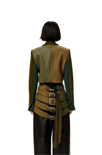 Loewe Slashed Jacket In Wool In Green