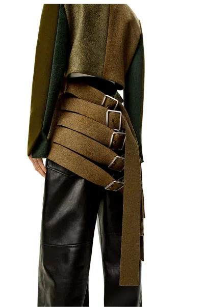Loewe Slashed Jacket In Wool In Green