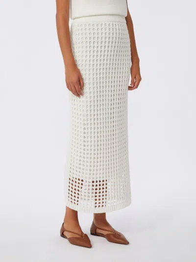 Max Mara Pure Cotton Webbing Mini Skirt With Elasticated Waist In White