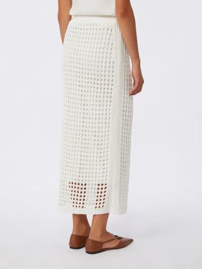 Max Mara Pure Cotton Webbing Mini Skirt With Elasticated Waist In White