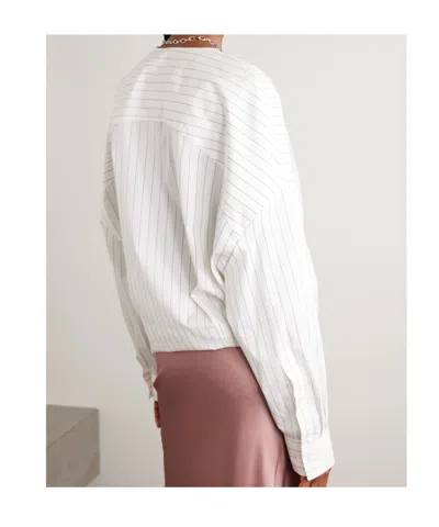 Dries Van Noten Oversized Wrap-effect Pinstriped Cotton-poplin Blouse In White
