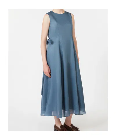 Max Mara Robe Longue En Ramie In Blue