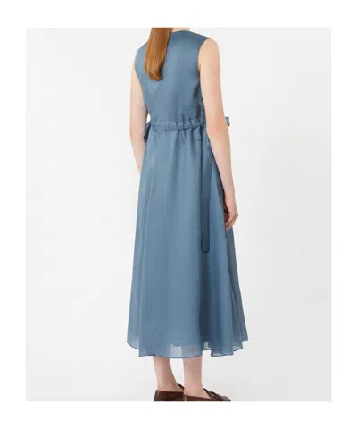 Max Mara Robe Longue En Ramie In Blue