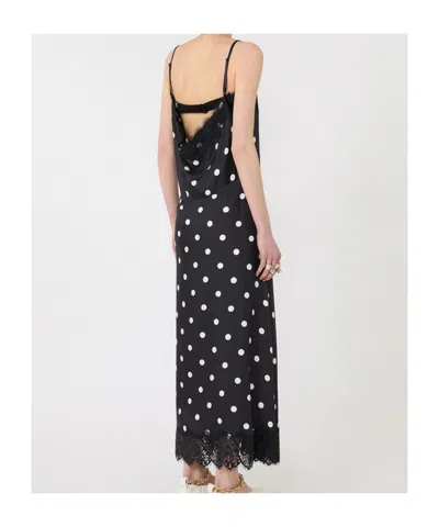 Sportmax Capo Polka Dot Lace Trim Silk Slipdress In Black