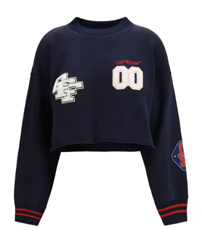 Off-white Royal Patch Crop Sweatshirt In Blue